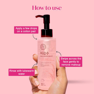 The Face Shop Rice water bright light Cleansing Oil with Rice Water to Brighten the Skin, 150ml | Korean Make-Up Remover, For Lips, Eyes and Face, Removes Waterproof makeup